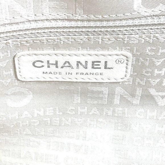 CHANEL Arabesque Bag Tote Bag Hand Bag Canvas White/Dark Navy Based - Picture 12 of 15